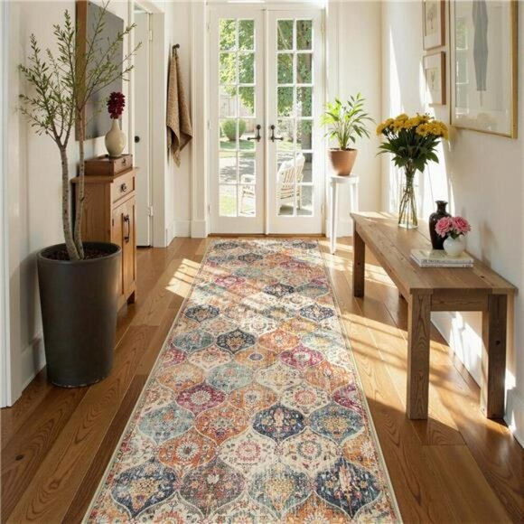 Lahome Moroccan Runner Rug 2x8 Washable Non Slip Hallway Kitchen Carpet - Picture 6 of 7